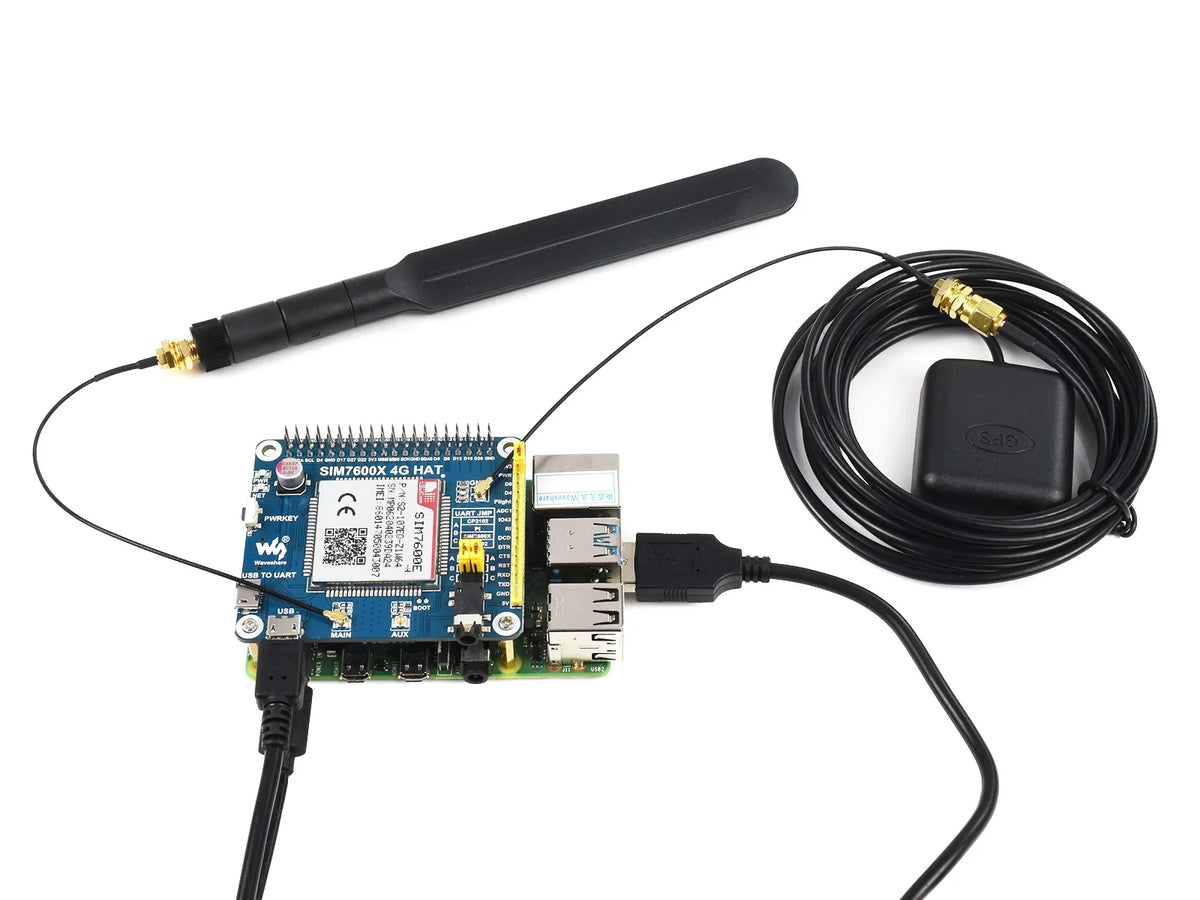 Waveshare SIM7600E-H 4G HAT for Raspberry Pi 5/4B/3B/Zero, Raspberry Pi LTE Cat-4 4G,GNSS,Europe,Southeast Asia,West Asia,Africa