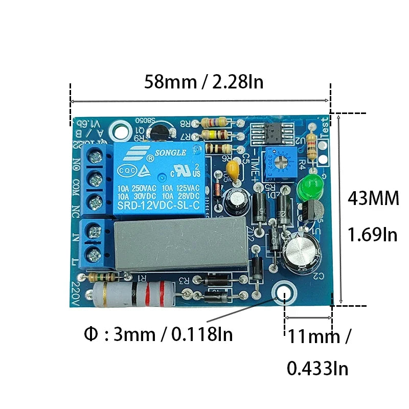 Adjustable AC110V 220V 240V Time Delay Relay Module 10S-100M-10H NC NO Relay Switch Module for Electrical Applications