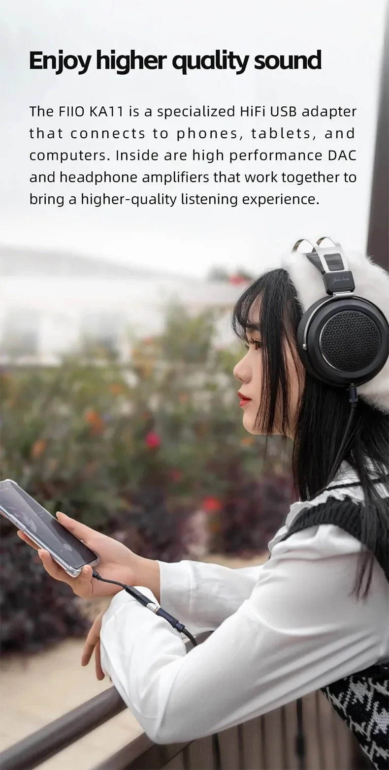 FiiO JadeAudio KA11 USB DAC AMP Hi-Res Audio Type-C to 3.5mm Adapter USB Dongle DAD256