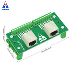 RJ45 Breakout Board 2 RJ45 Jacks and 2 *8pins Terminal Blocks DIN Rail And Panel Mounting Foot