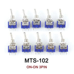 5PCS Blue Mini MTS-102 3-Pin SPDT ON-ON 6A 125VAC Miniature Toggle Switches MTS-103 MTS-202 MTS-203 6PIN ON-OFF-ON