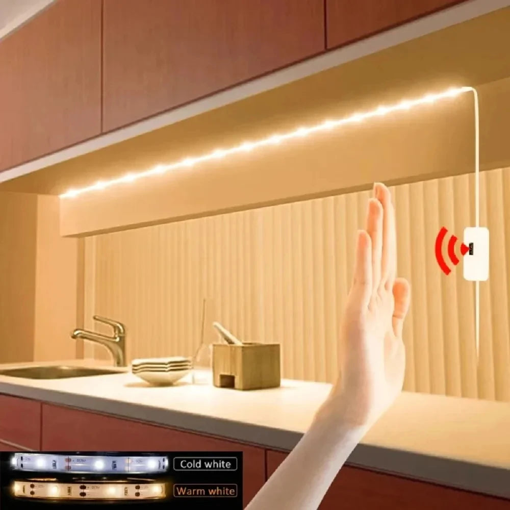 Induction handheld LED light strip 60 lamp beads/meter USB 5V 2835 white light/warm light strip for bedroom home kitchen wardrob