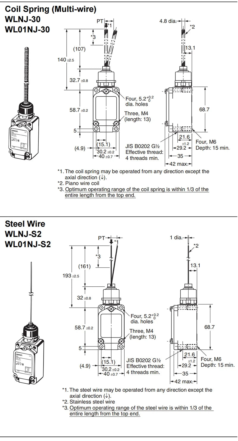 Authentic New Omron WLCL-N  WLNJ  WLNJ-2-N  WLNJ-30-N  WLNJ-N  WLNJ-Q  WLNJ-TH-N Two-Circuit Limit Switches Long-Life Models