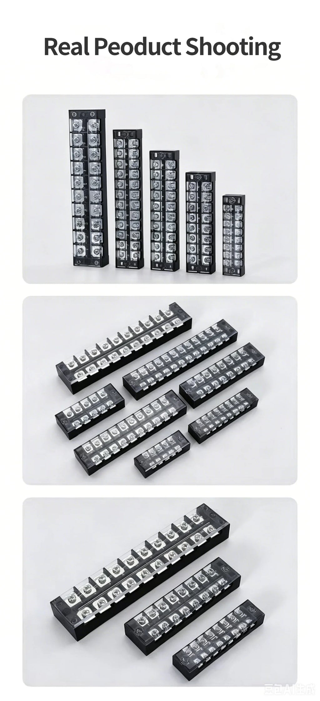 Dual Row Strip Screw Terminal Block TB1503-TB151 15A  Fixed Wiring Board Wire Connector for Electronic Components