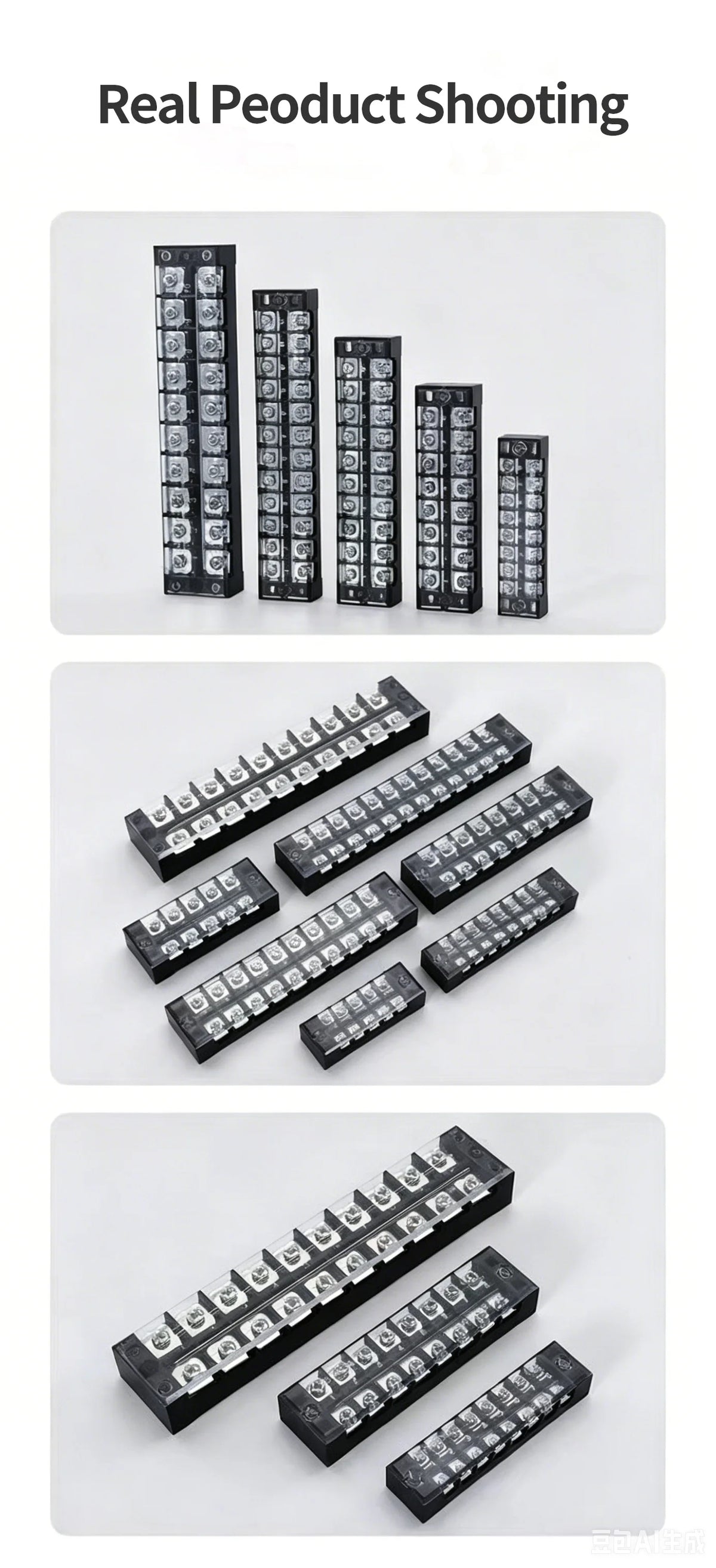 Dual Row Strip Screw Terminal Block TB1503-TB151 15A  Fixed Wiring Board Wire Connector for Electronic Components
