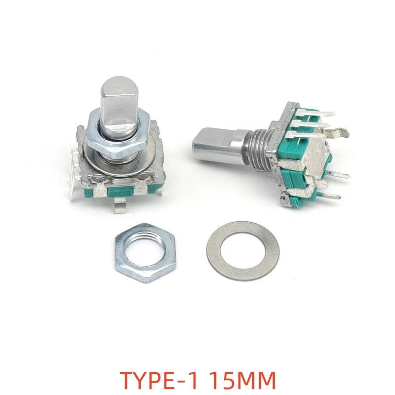 2/10PCSEC11 Rotary Encoder Digital Potentiometer, Plum Blossom, Half Axis, Five-Leg Handle Length 15MM 20MM