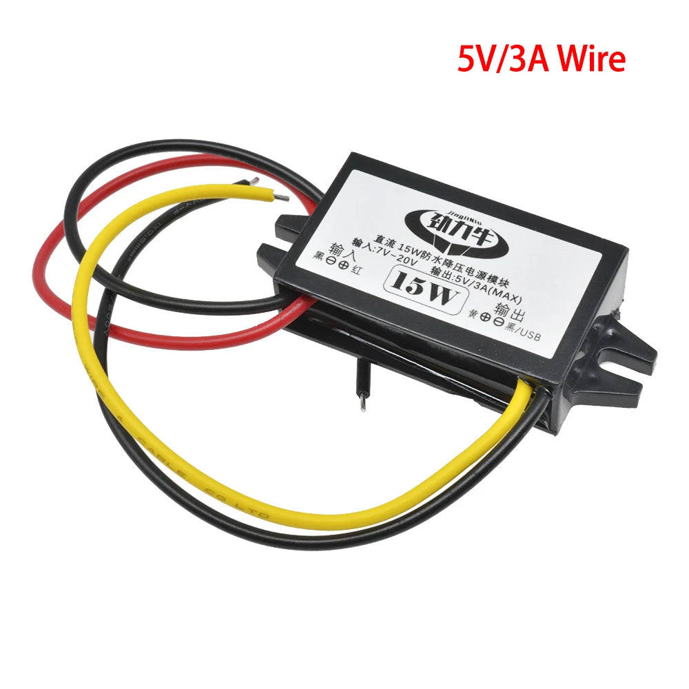 DC-DC Step Down Buck Converter Power Supply Module for Car 12V to 5V 3A 15W for Car Male Female USB Mini USB Micro USB Adapter