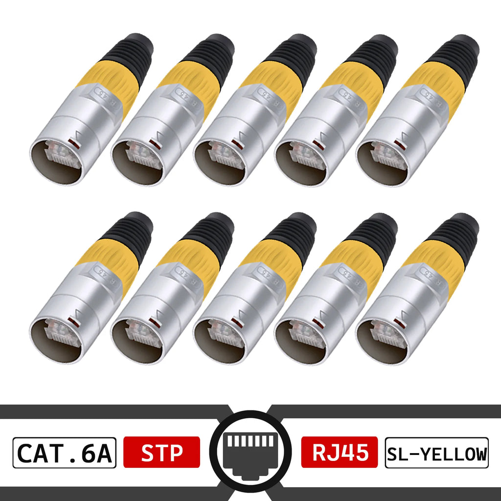 10pcs STP RJ45 8P8C CAT.6A Crystal Jack+10pcs Waterproof RJ45 Male Plug LAN Network Ethernet Ethercon Connector Wire Connectors