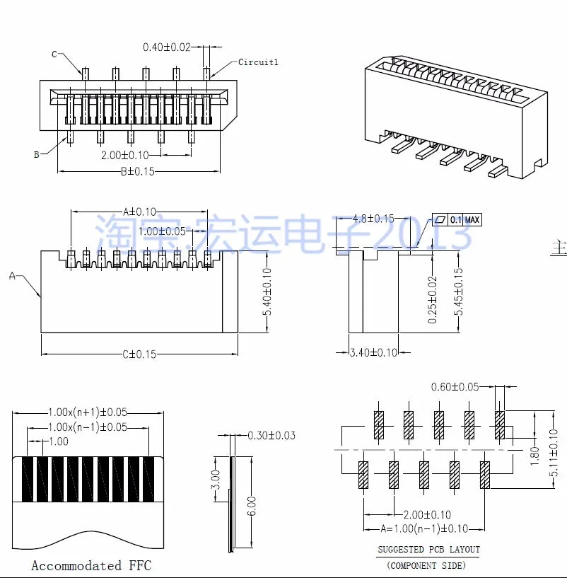 10PCS 1.0mm FPC/FFC Connector LCD Flexible Flat Cable Socket Double Row SMD Vertical Type 4 6 8 10 12 14 18 20 22 24 26 30 Pin