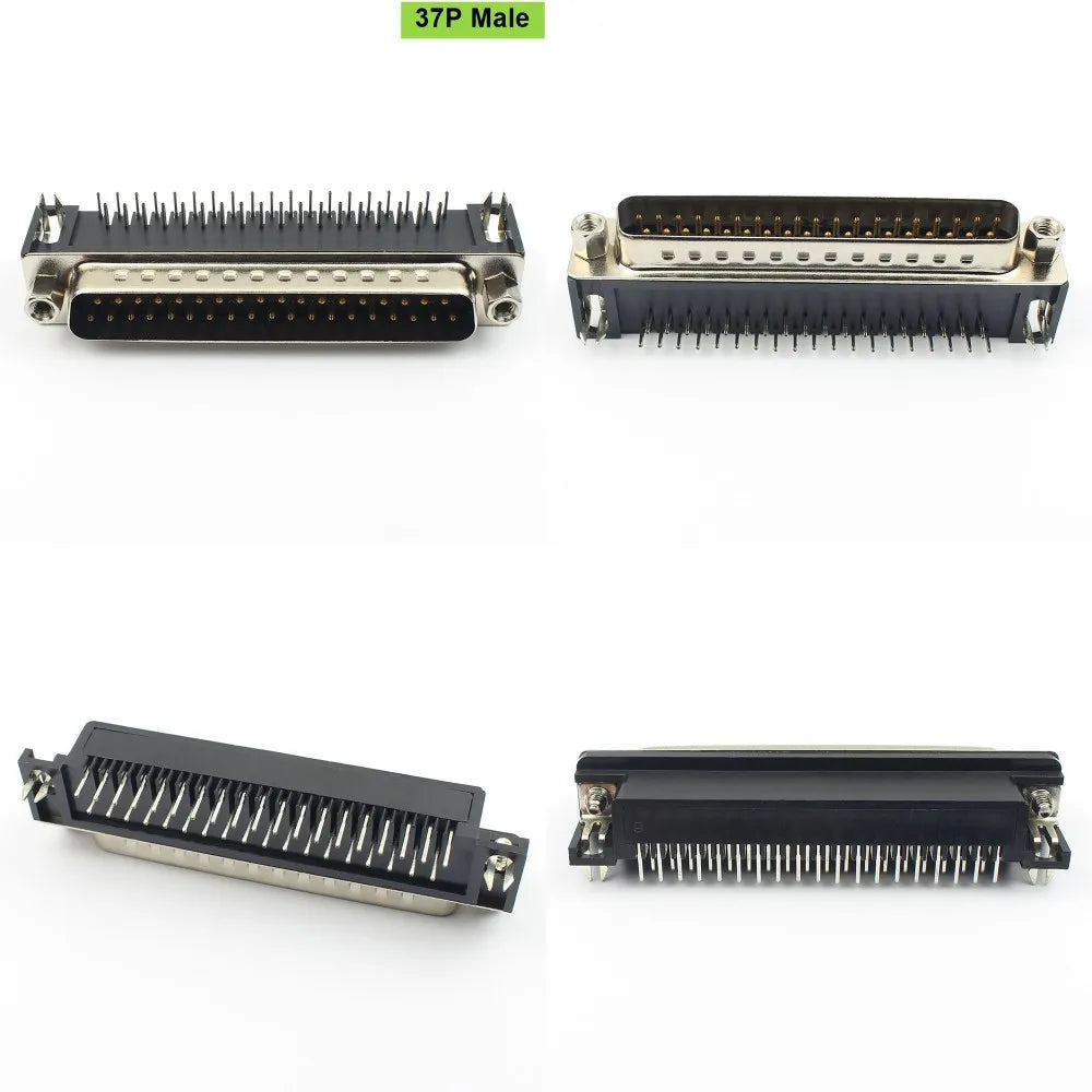 5pcs D-SUB 9 15 25 37 Pin Male Female PCB Connector With Set Screw Plug Socket Adapter Right Angle 2 Rows DB9 DB15 DB25 DB37