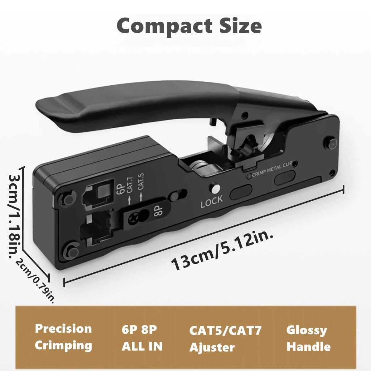 ZoeRax RJ45 Crimp Tool Ethernet Crimping Tool Wire Cutter Crimper for Cat7 Cat6a Cat6 Cat5e Pass Through Connectors