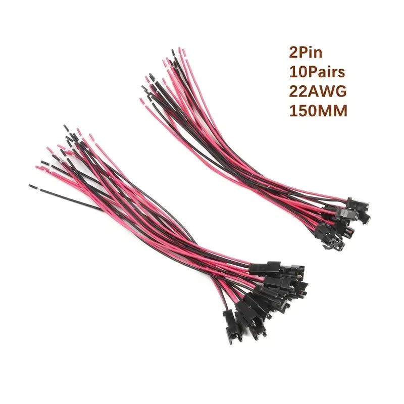 5/10 Pairs JST SM 2.54mm Pin Connector Set Male to Female Electrical Cable Wire Connector for DIY Projects 2P to 9P