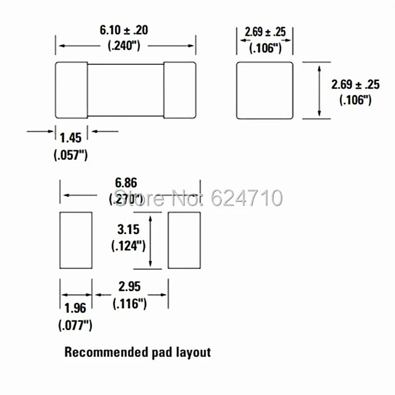 20A 25A 30A 40A Ceramic Fuse 1808 2410 6125 6.1*2.5MM Surface Mount Fuses High Inrush 250VAC/125VDC Fast / Slow Blow Fuse