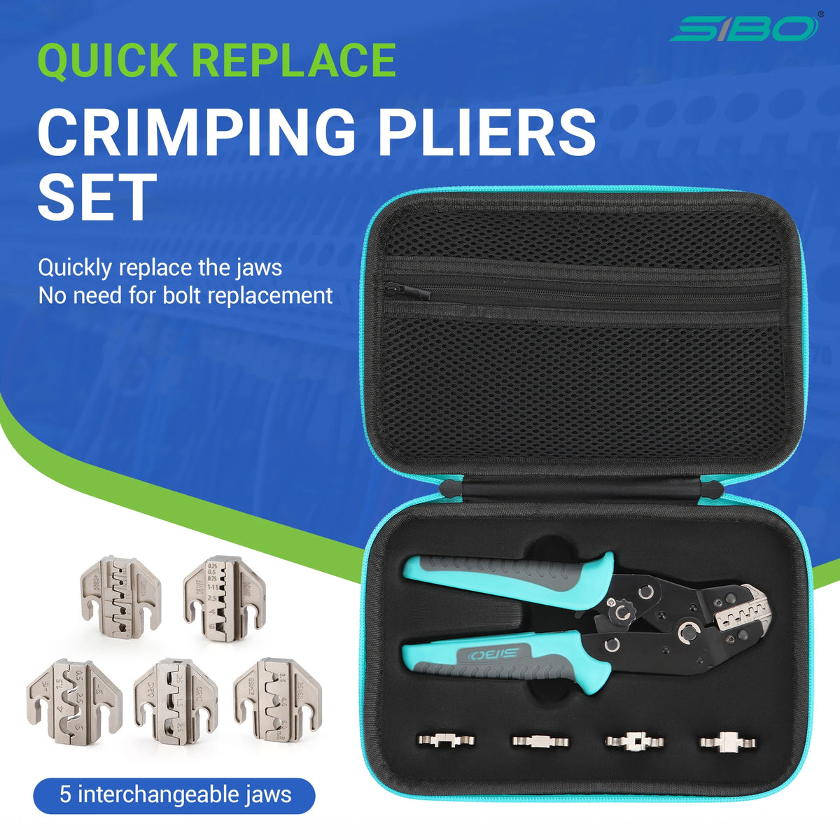 Crimping Tool Set Electrician Tools Quick Change Jaws For Crimp Terminals Dupont JST Non Insulated Open Barrel Ferrule Solar MC4