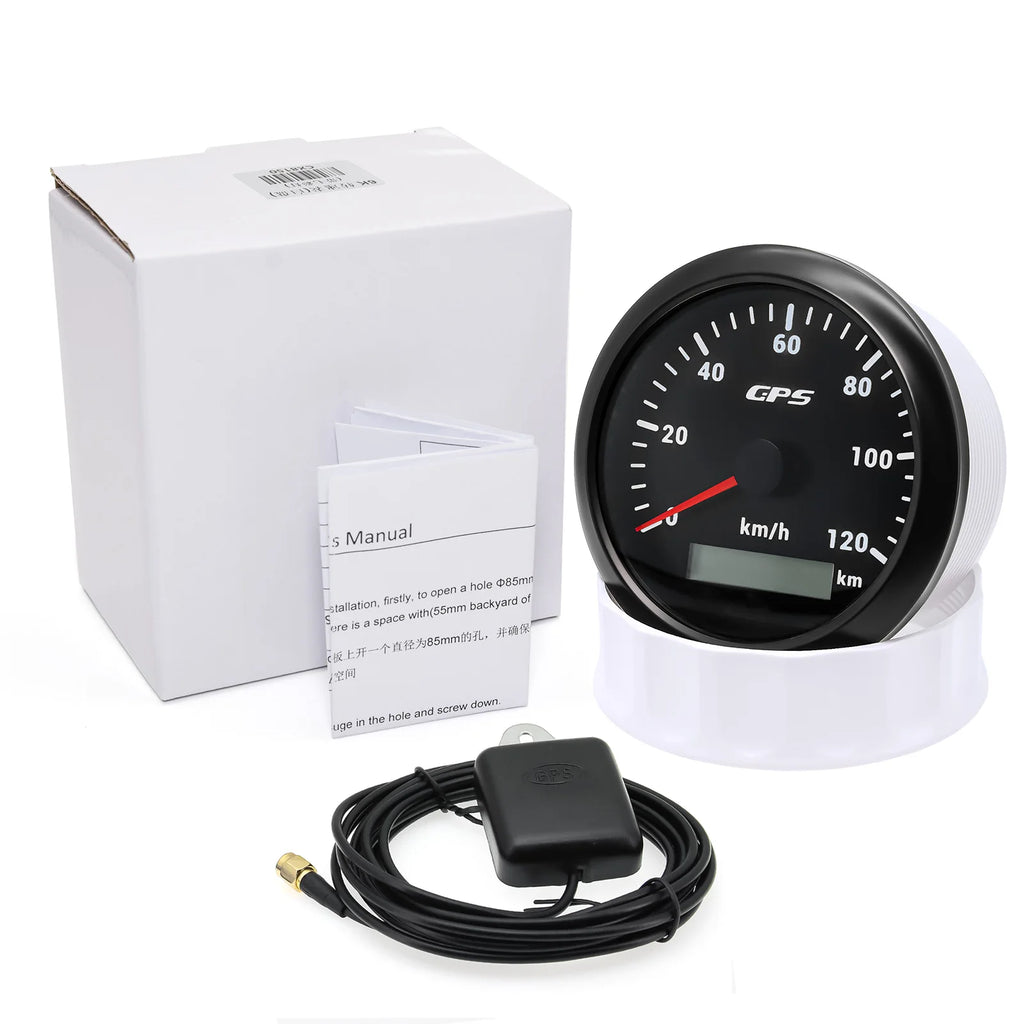60/120/200KMH 85MM GPS Speedometer Gauge 7 Color Light with GPS Antenna Waterproof Motorcycle Boat Car Truck Speed Gauge Meter