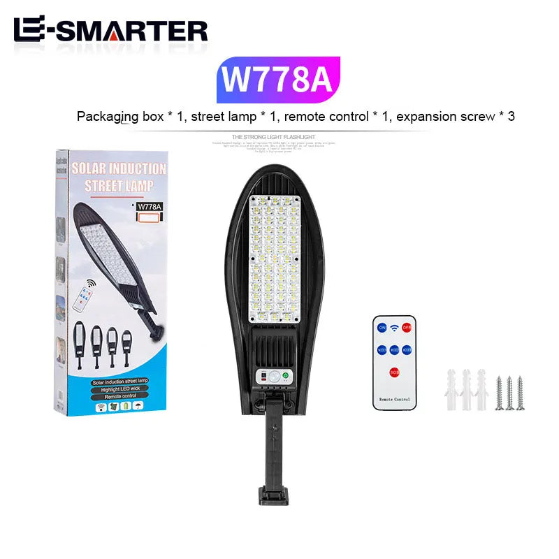 Solar Street Lights Outdoor Waterproof LED Garden Wall Lamp 3 Light Mode Remote Control Motion Sensor Lighting for Garage Gard