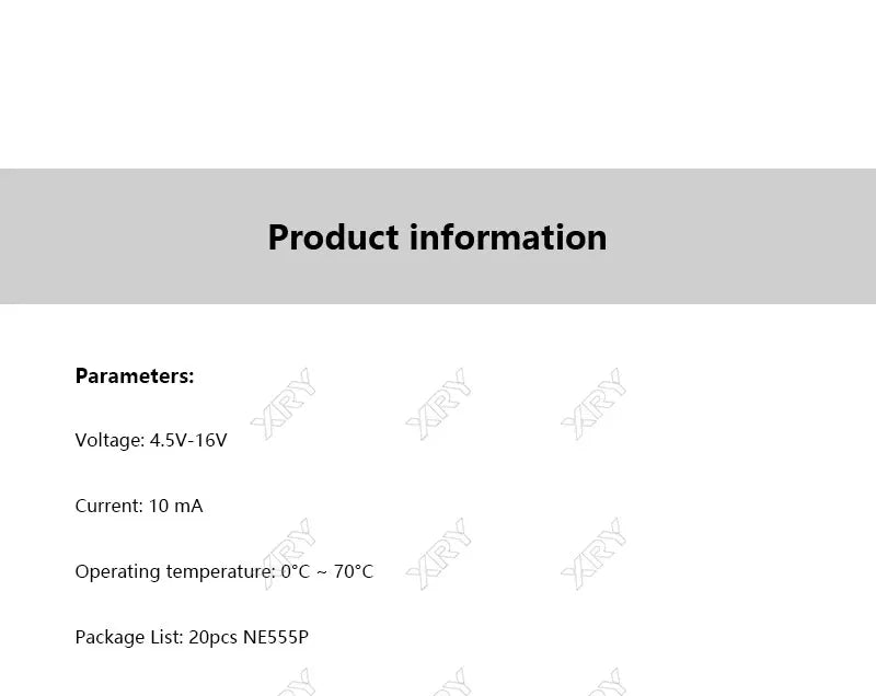 XRY 20-50PCS Integrated Circuits NE555 NE555P 555 DIP-8 Timers IC Chip Precision DIP-8