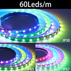 WS2812B WS2811 WS2813 WS2815 5050 RGBIC Smart LED Strip WS2812 Individually Addressable IC 30/60/144Pixels/Leds/m Light DC5V/12V