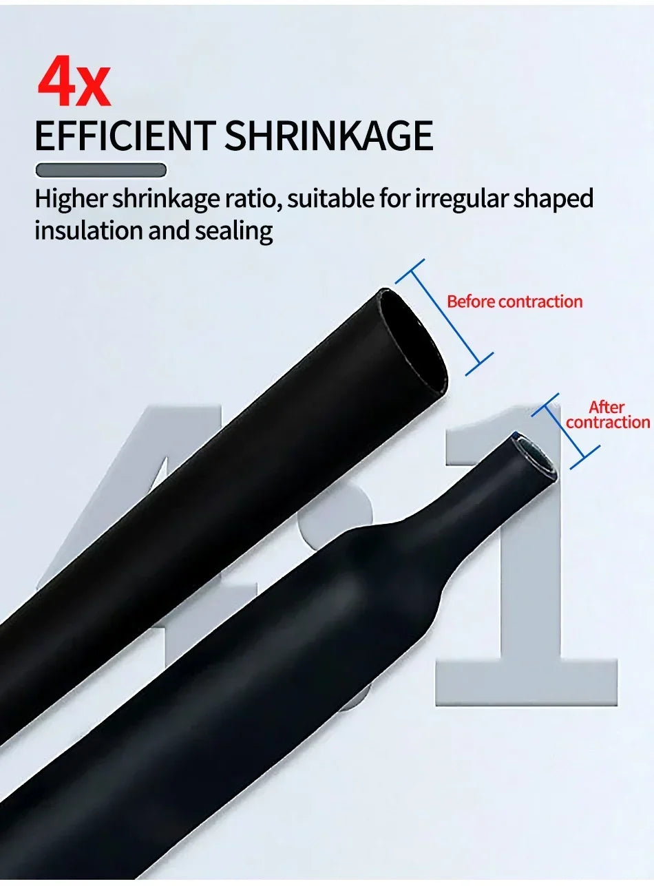 4:1 Heat Shrink Tube With Glue Thermoretractile Heat Shrinkable Tubing Dual Wall Heat Shrink Tubing 4 6 8 12 16 20 24 32mm