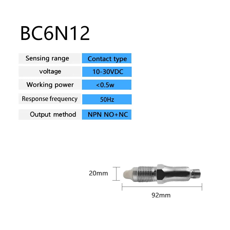 Capacitive Liquid Level Sensor 6mm Detection Distance NPN PNP NO NC Output Types for Level Measurement