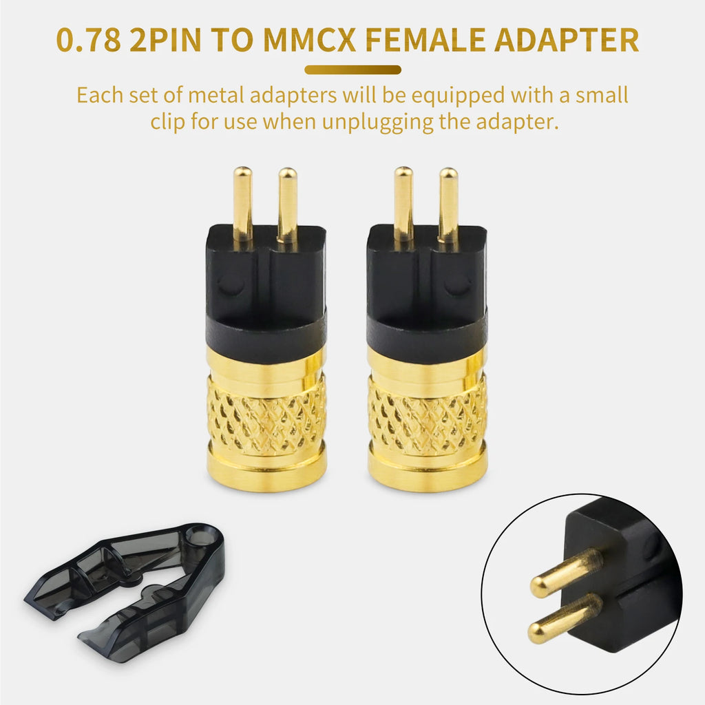 OKCSC Earphone Connecter 0.78MM 2 PIN Male to MMCX Female Adapter for TFZ UE18 JH13/16 W4R UM3X 1964 Earphones Earsets