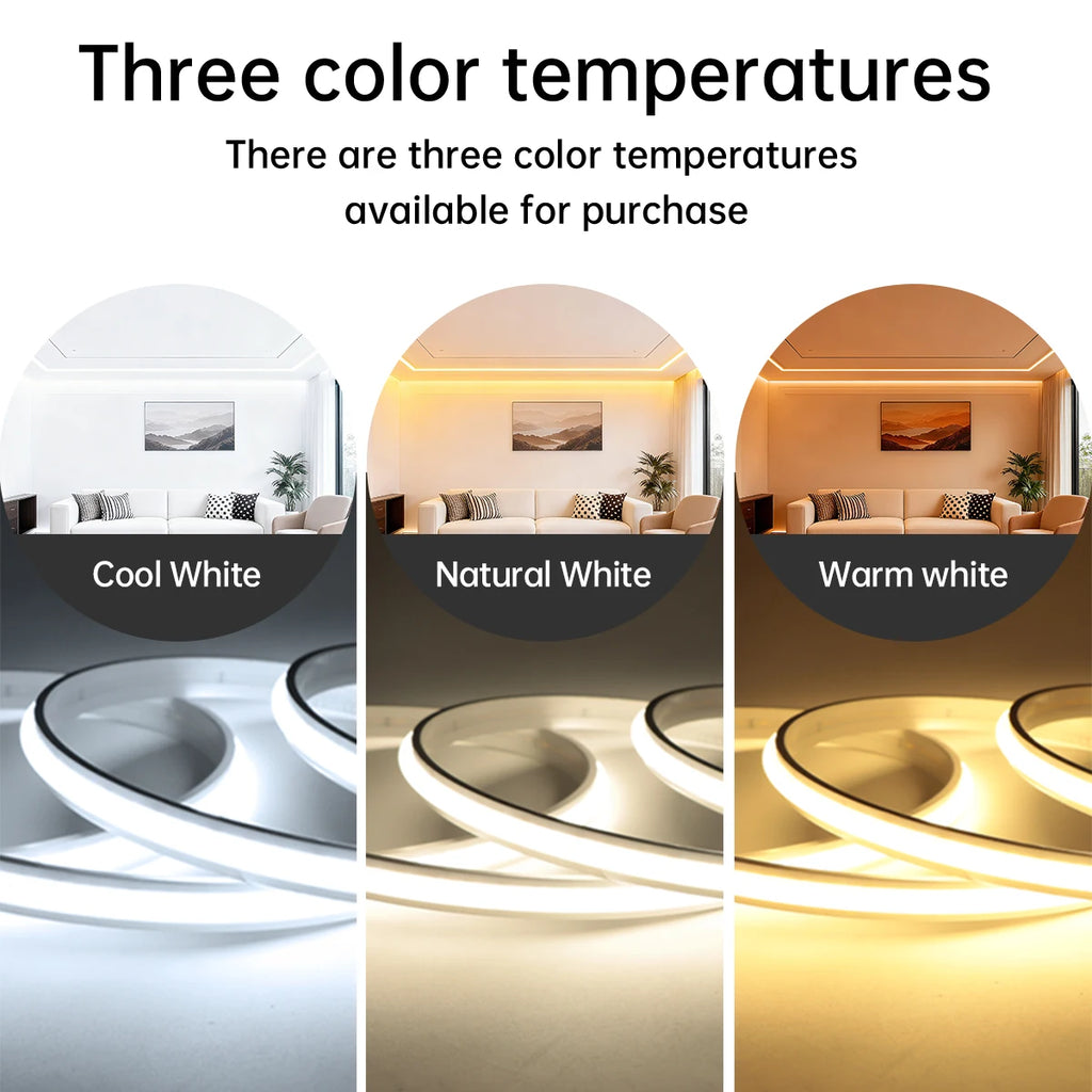 Tuya Alexa WIFI COB LED Strip Light Dimmable 280LEDs/M Neon Lights Waterproof Pure Silicone Tube for Kitchen Room Garden Decor