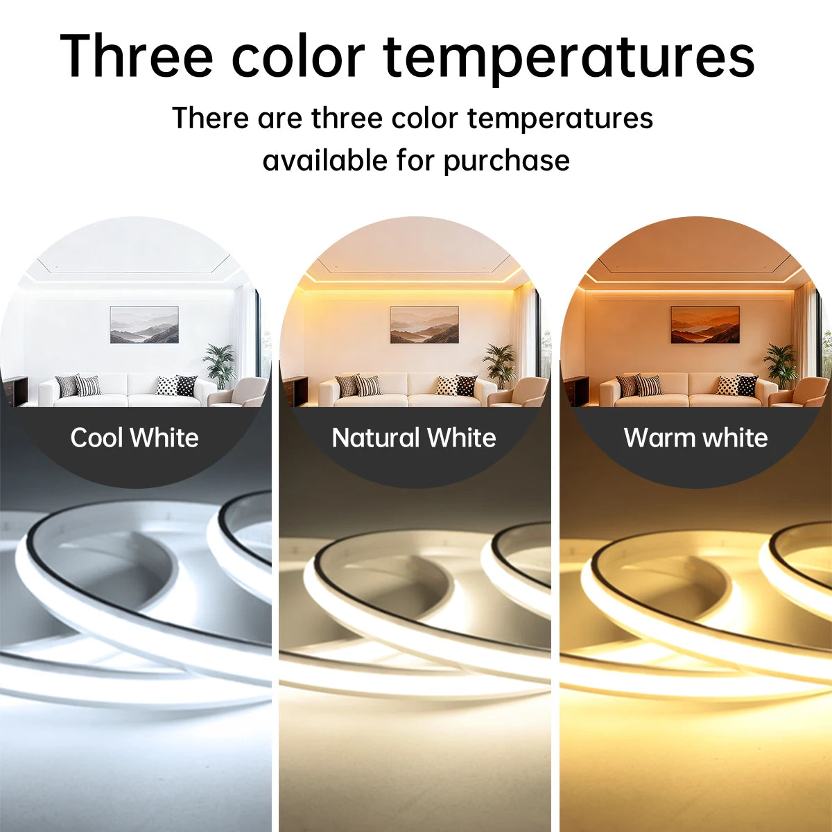 Tuya Alexa WIFI COB LED Strip Light Dimmable 280LEDs/M Neon Lights Waterproof Pure Silicone Tube for Kitchen Room Garden Decor