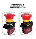 22mm LA36M Emergency Stop Switch Lockable Push Button 12v 24v 220v 10A 1NC 2NC Red Mushroom Head E-Stop Switches On Off VaneAims