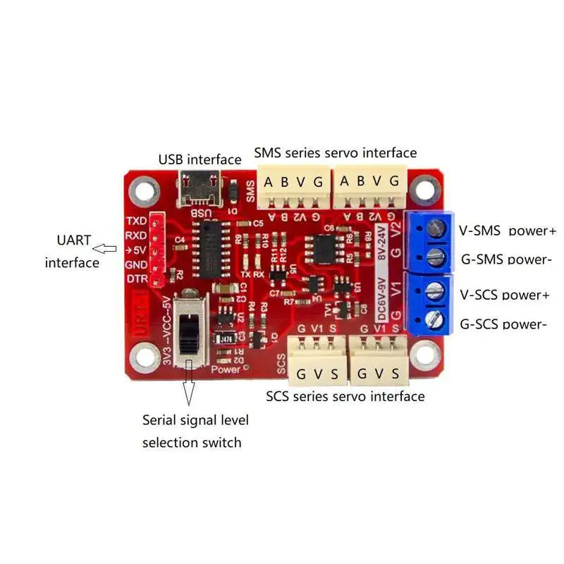 URT-1 Steering Gear Debugging Board USB/URAT to RS485/TTL Module Multifunctional Serial Signal Converter For Servo Motor