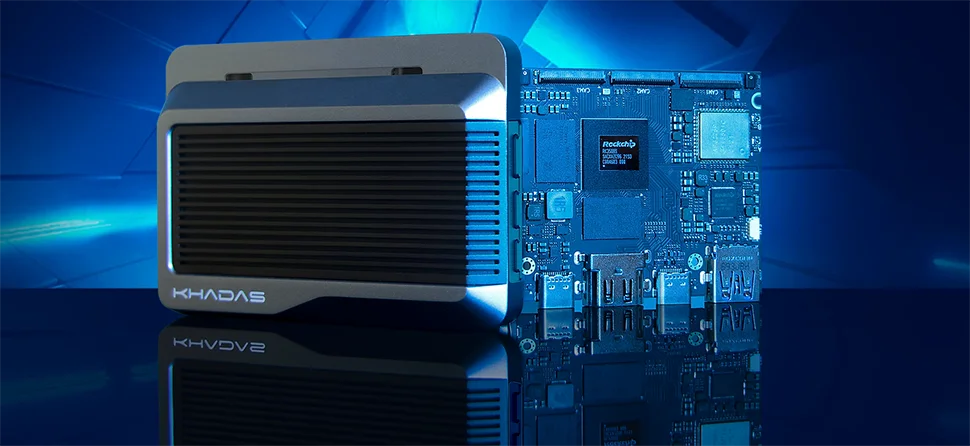 Khadas Edge2 ARM PC/Maker Kit RK3588S2 Single Board Computer with 8-core 64-bit CPU, ARM Mali-G610 MP4 GPU, 6 TOPS AI NPU Wi-Fi