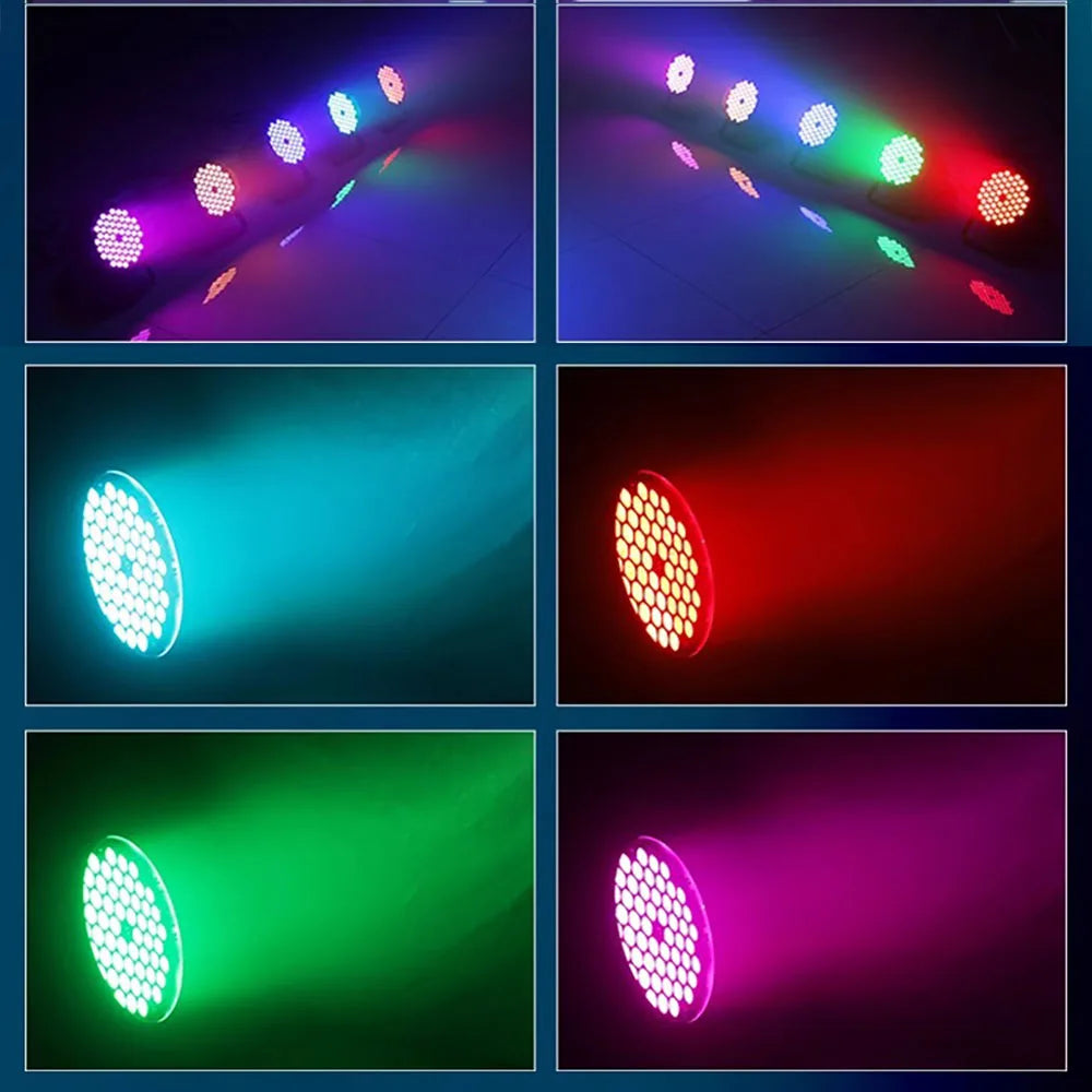 8PCS 60LED Par Light RGB Stage Light DMX512 Sound-Activated DJ Disco Light Wedding Festival Bar Atmosphere Light Audience Light