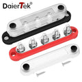 DaierTek 12V Power Distribution Block 5 x 5/16" (M8) Terminal Studs 12V Bus Bar Max 300V AC 48V DC Battery Distribution Block