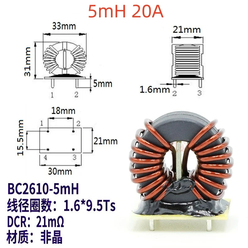 5mH 20A High Current Amorphous Nanocrystalline Magnetic Ring Inductor High Frequency Common Mode Inductor