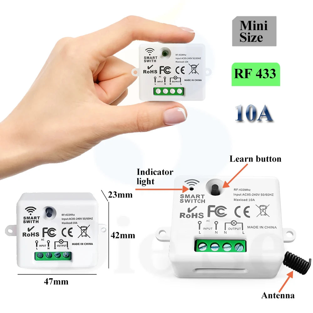 Diese 86 Switch Panel ON/OFF Touch Switch Wireless Light Switch 433Mhz Remote Control ,AC 85V~240V 10A Interruptor for Lighting