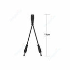 DC Power 1 Female to 2 Male 5.5mm x 2.1mm Barrel Plug Y Splitter Adapter Splitter Cord for Surveillance Camera LED Strip Light