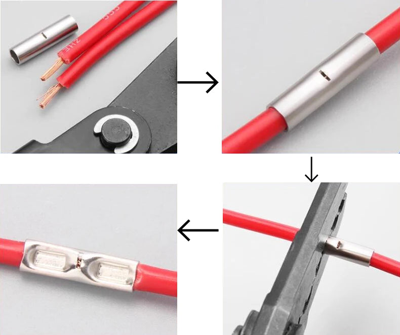 BN Copper Electrical Wire Cable Connection Crimp Sleeve Tubular Ferrule Lug Connector Non-Insulated Tube Butt Splices Terminal