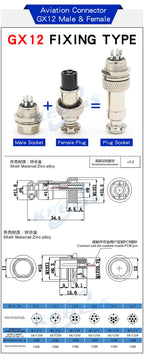 2Set GX12 GX16 GX20 2/3/4/5/6/7/8/9/10 Pin Male Female Butting Wire Cable Circular Aviation Socket Plug Panel Connector