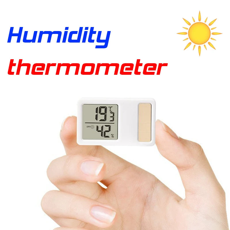 Solar Power Temperature and Humidity Meter Mini Portable Humidity Digital Electronic Temperature Detection Meter for Bedroom