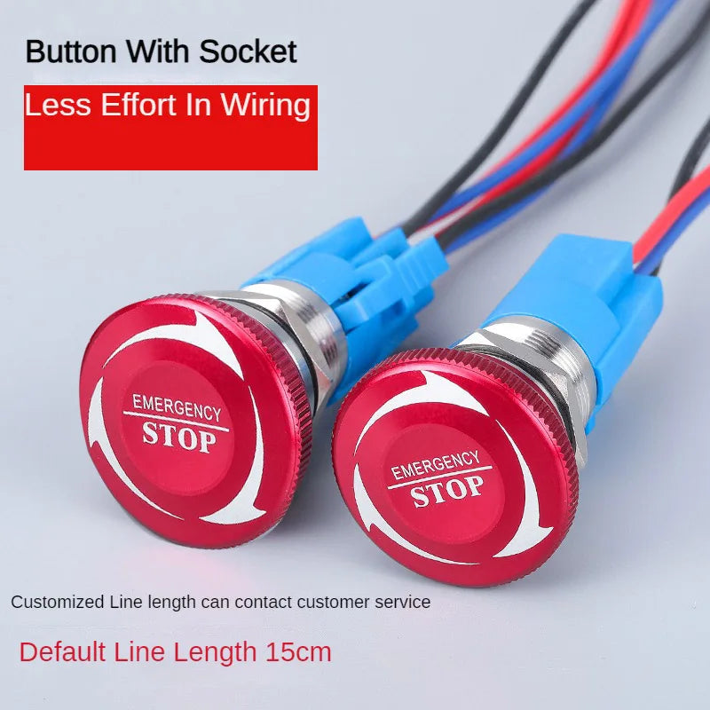 Metal Emergency Stop Button  Switches 12V/220v Latching  Knob Rotary Switch Waterproof Socket  Power-off Stop momentary