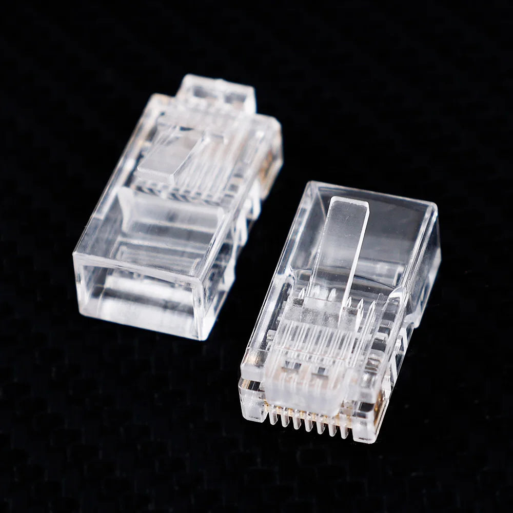 PC Hardware Cable Adapter CAT5e RJ45 Pass Through Modular Plug Network Connector RJ-45 UTP 30μ 1.2mm Hole End for Ethernet Cable