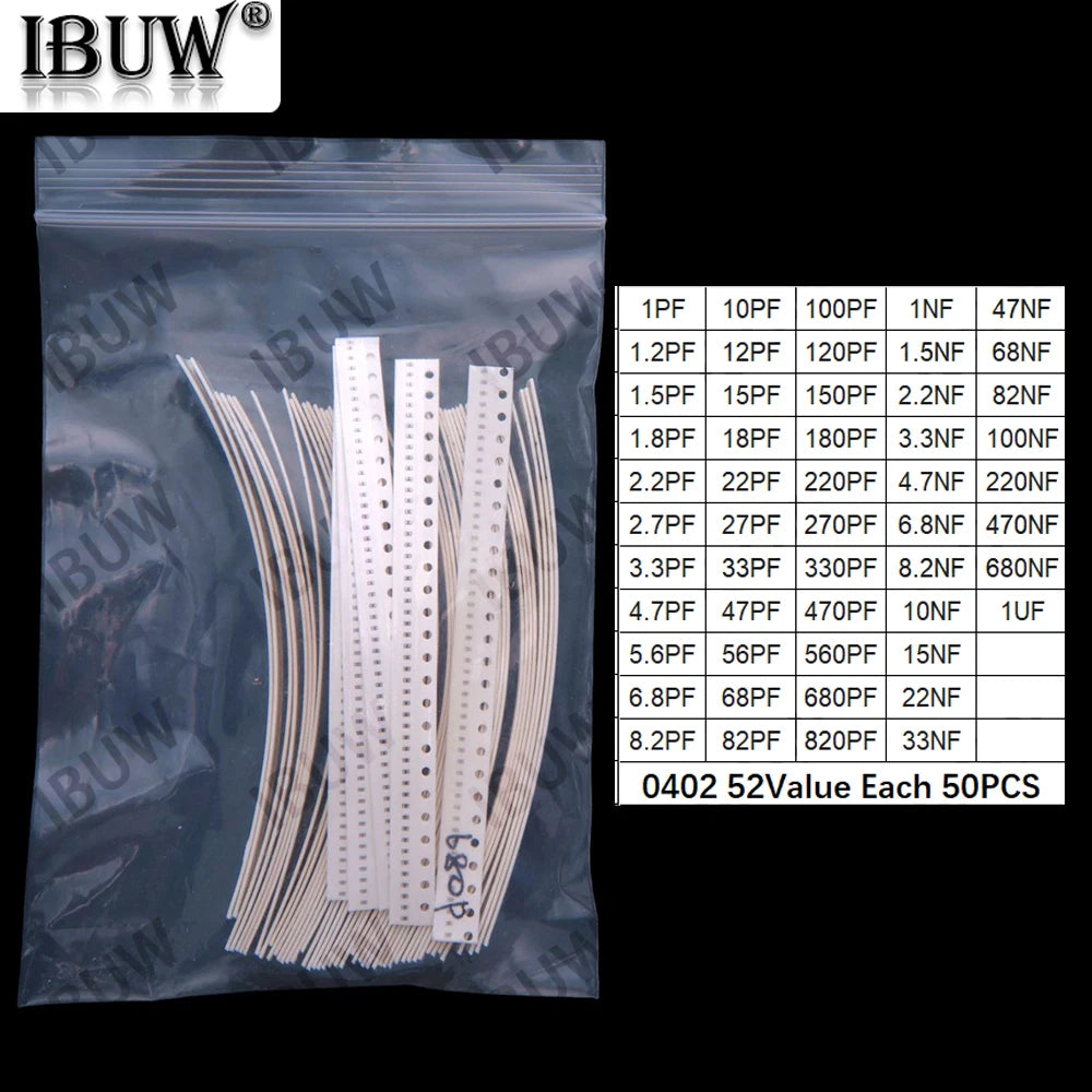 52Value 55Value Each 50PCS/25PCS 0402 0603 0805 1206 capacitor smd kit 1pf 1uf 10uf 0402 0603 0805