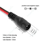 5.5 2.1mm Male Female DC Power Pigtail Connector Cable 12V 5A DC Barrel Plug Terminals for LED Strips CCTV Camera Power Adapter