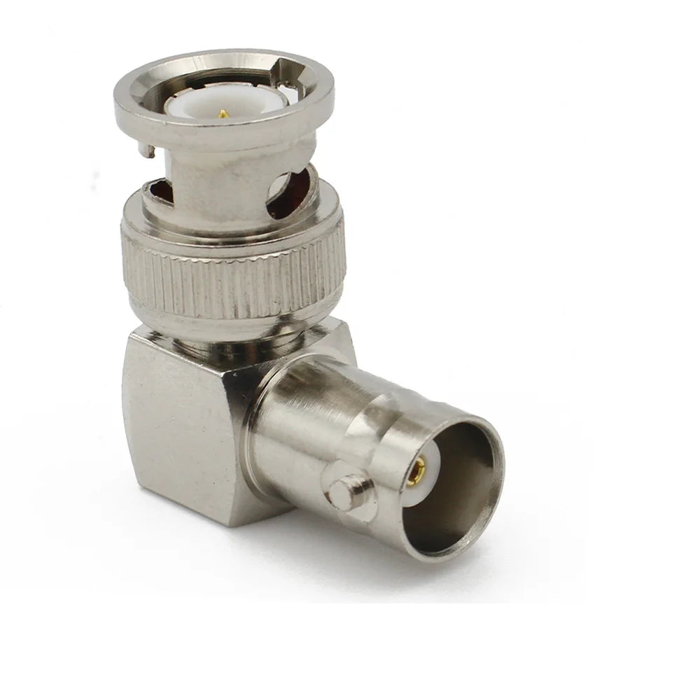 BNC Male to BNC Female 90 Degree Right angle BNC RF Coaxial Converter with Nut Bulkhead  Adapter Wire Terminal  50ohm
