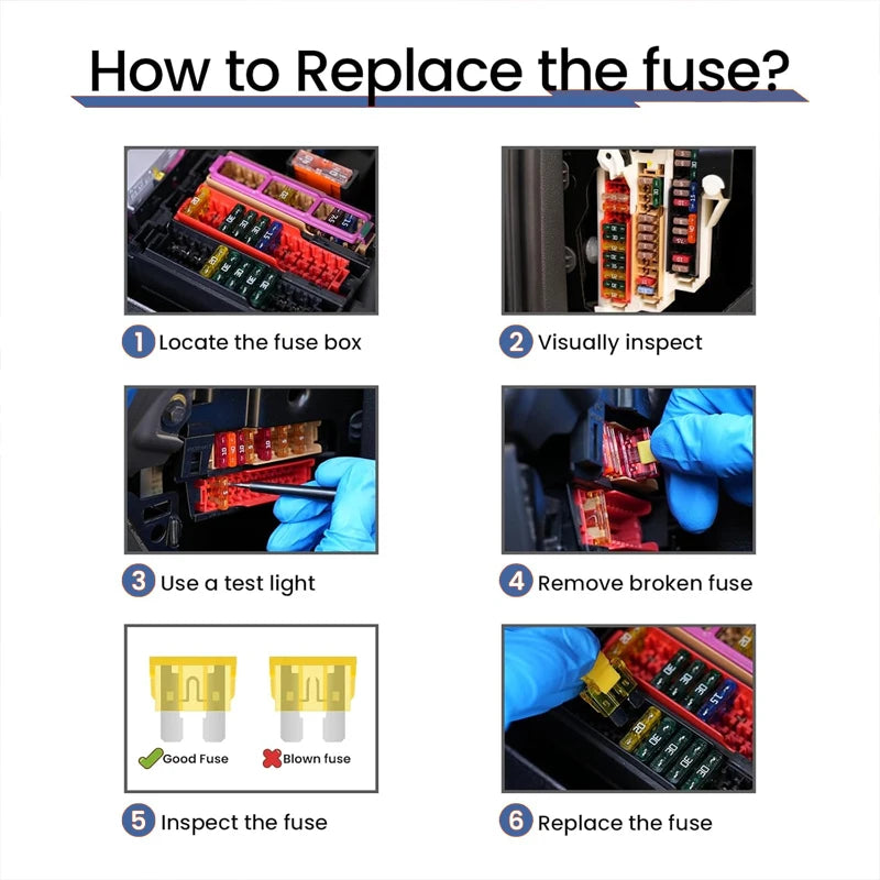 AGASHE 1‑50AWG Inline Blade Fuse Holder 2A‑50A Blade Fuse Kit Auto RV Truck Boat Marine Vehicle Circuit Protection Replacement