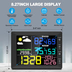 2025 Digital Thermometer Wireless Weather Station with 8.3'' Color Touchscreen 3-in-1 Thermo-hygrometer Sensor Dew Point Monitor