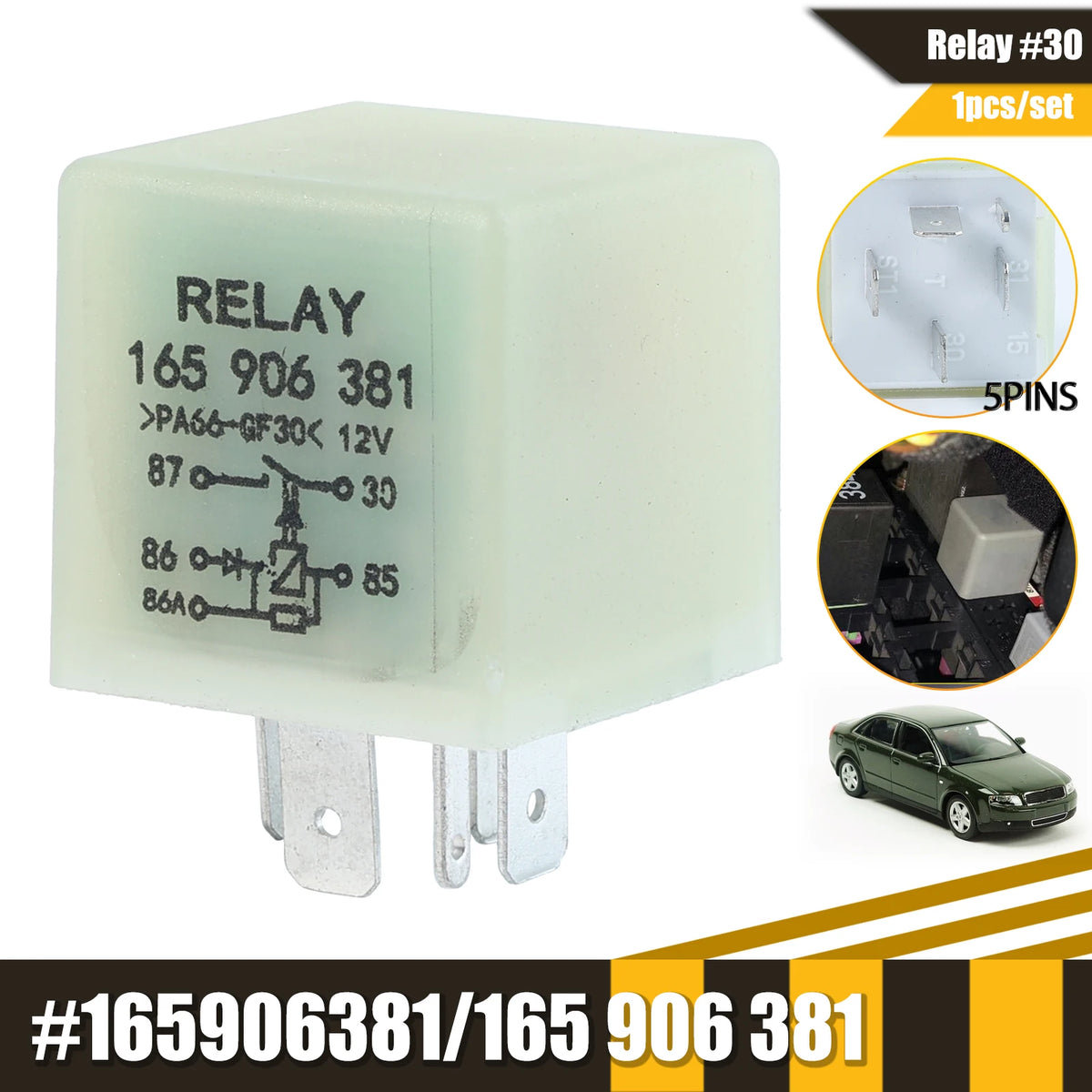 Car Engine Control Unit ECU & Fuel Pump 5-Pin Relay (No.30) 165906381 165 906 381 for Volkswagen VW Passat B5 Corrado Audi A4 A6