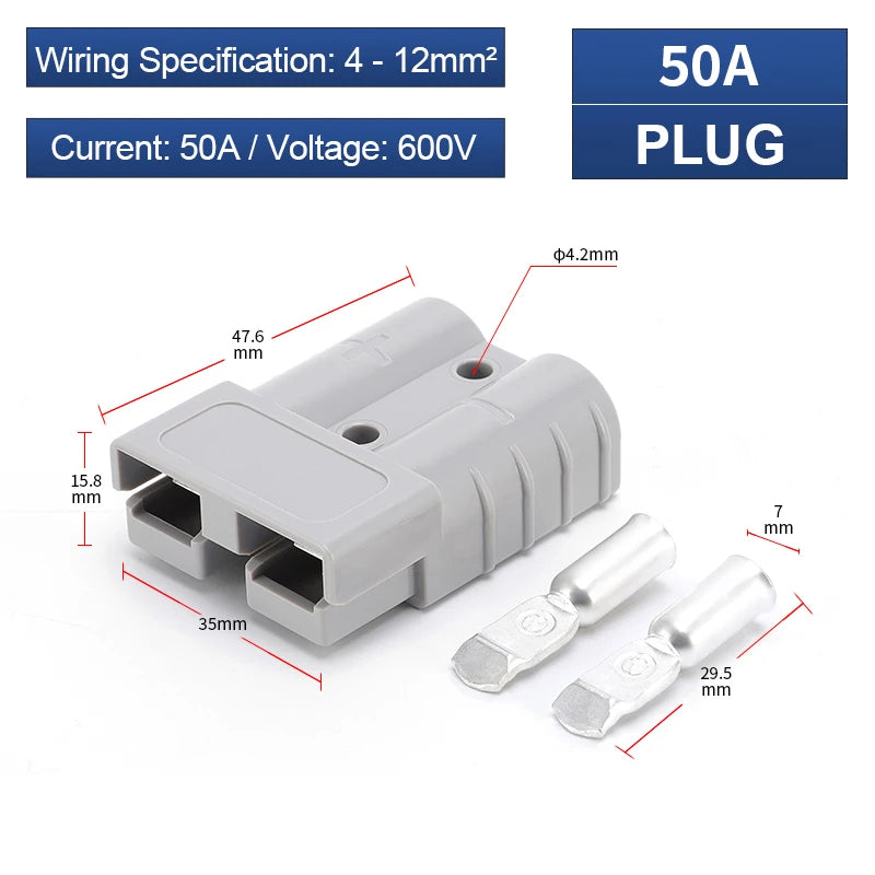 1/2/4PCS 50A Battery Power Connector Kit Quick Plug 600V Car Forklift Battery Charging Electrical Cable Wire Terminal Connectors