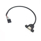 1/2/5/10Pcs 30CM Dupont 5Pin 2.54mm Female to USB Type A Female Adapter Motherboard Extender Cable with Screw Panel Mount Holes