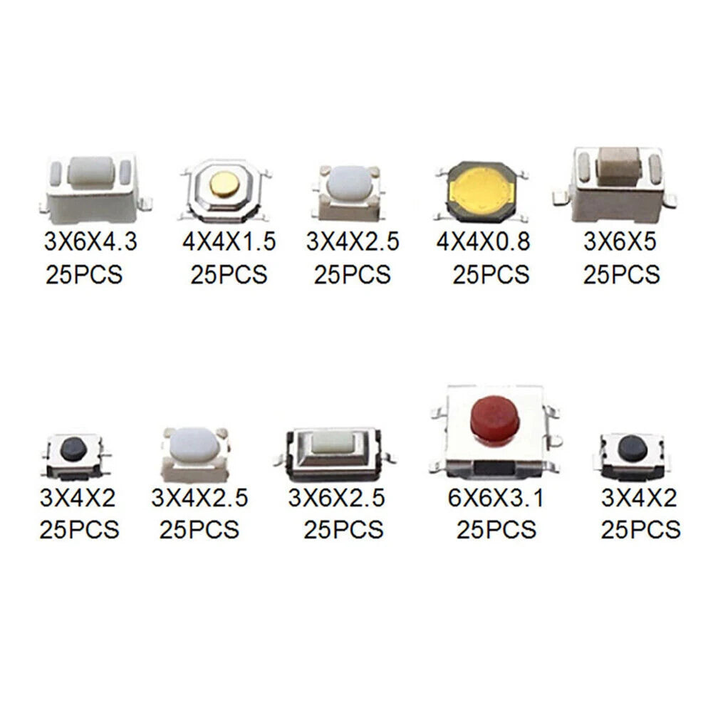 250pcs Car Remote Control Push Button Switch Car Keys Button Touch Microswitch With Box Model Tactile Push Button Switch Kit