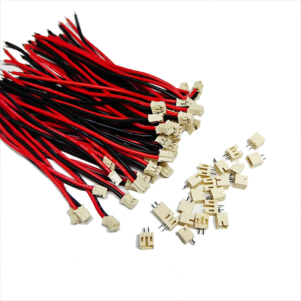 5/10/20/50/100Sets JST PH 2.0mm 2Pin Micro 10cm 3239 22AWG Silicon High Temp Female Plug Cable Straight Male Wafer Pin Connector